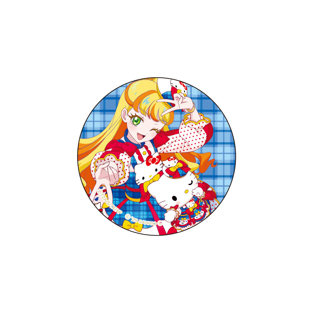 ひみつのアイプリ ホログラム缶バッジ じゅりあ×ハローキティ