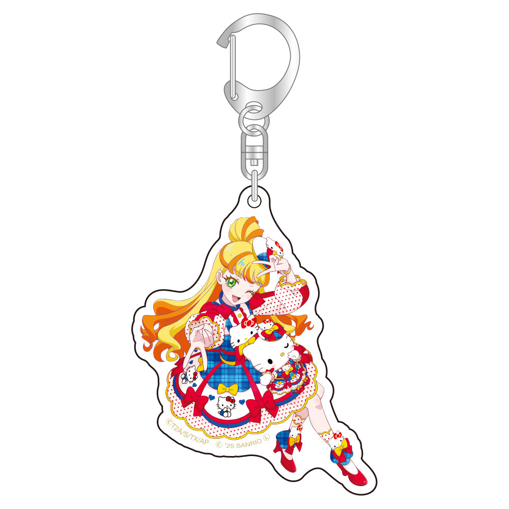 ひみつのアイプリ ホログラムアクリルキーホルダー じゅりあ×ハローキティ